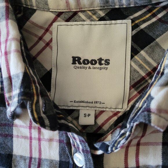 Roots Flannel Plaid Button Down Shirt Women's Size S - Picture 4 of 11